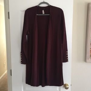 Talbots Ribbed Duster Cardigan Maroon Size L